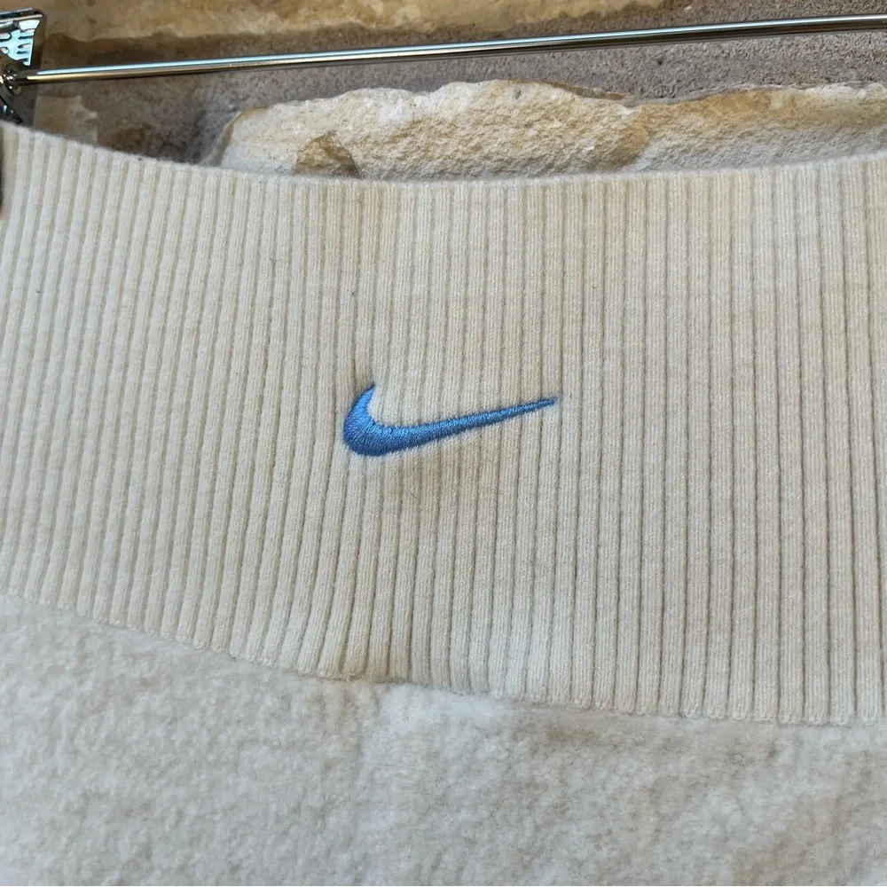 Nike Wide-Leg Knit Pants in Cream with Blue, Green & Gray Accents
